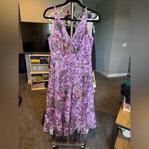 Dress the Population Lavender Floral V-Neck Dress